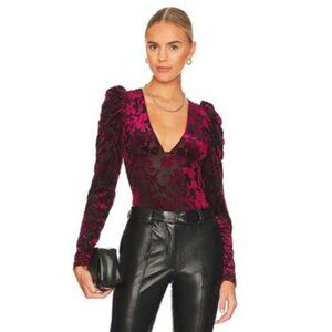 Free People Burgundy Velvet Bodysuit